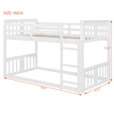Twin Over Twin Pinewood Bunk Bed with Ladder & Full-Length Guardrails for Small Space, Apartment