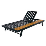 Outdoor Chaise Lounge Set with Soft Cushion & Adjustable Back, Patio Sunbathing Bed Daybed with Flat Storage Surface, Black&Cream&Teak