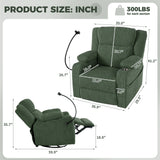 Electric Power Recliner 270° Swivel Rocker Upholstered Accent Chair Sofa Chair with Phone Holder, USB Port, Storage Arm, Side Pocket, Cup Holder,Green