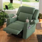 Electric Power Recliner 270° Swivel Rocker Upholstered Accent Chair Sofa Chair with Phone Holder, USB Port, Storage Arm, Side Pocket, Cup Holder,Green
