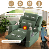 Electric Power Recliner 270° Swivel Rocker Upholstered Accent Chair Sofa Chair with Phone Holder, USB Port, Storage Arm, Side Pocket, Cup Holder,Green