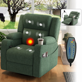Electric Power Recliner 270° Swivel Rocker Upholstered Accent Chair Sofa Chair with Phone Holder, USB Port, Storage Arm, Side Pocket, Cup Holder,Green