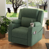 Electric Power Recliner 270° Swivel Rocker Upholstered Accent Chair Sofa Chair with Phone Holder, USB Port, Storage Arm, Side Pocket, Cup Holder,Green