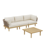 4pcs Outdoor Sectional Sofa Set with Cushion & Coffee Table, Patio Conversation Chat Set Seating Set Garden Furniture Set