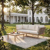 4pcs Outdoor Sectional Sofa Set with Cushion & Coffee Table, Patio Conversation Chat Set Seating Set Garden Furniture Set