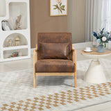 Mid-Century Modern Accent Chair, Reading Armchairs with Waist Cushion & Wood Frame for Living Room, Bedroom, Sunroom