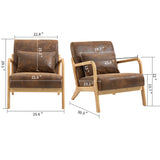 Mid-Century Modern Accent Chair, Reading Armchairs with Waist Cushion & Wood Frame for Living Room, Bedroom, Sunroom