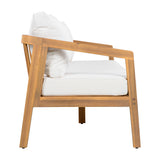 Outdoor Sofa Patio 3-seat Sofa with Water-repellent Cushions & Weather-Resistant Wood Frame, Beige+Natural