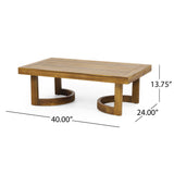 2pcs Outdoor Loveseat and Coffee Table Set, Acacia Wood Patio Conversation Furniture with Cushions, Teak & Beige