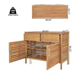 Outdoor Cabinet Patio Acacia Wood Storage Cabinet, Weather-Resistant Sideboard Buffet w/ 2 Drawers & Slatted Doors, Natural