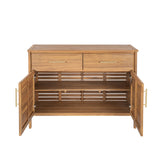 Outdoor Cabinet Patio Acacia Wood Storage Cabinet, Weather-Resistant Sideboard Buffet w/ 2 Drawers & Slatted Doors, Natural