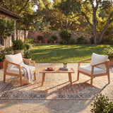 3pcs Outdoor Chair Set Patio Garden Chat Set Conversation Seating Set with Waterproof Cushion & Coffee Table, Beige+Natural