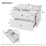 30" Floating Bathroom Vanity with Ceramic Sink, Wall Mount Bathroom Vanity with Oval Knobs & Soft-Close Drawer Slides