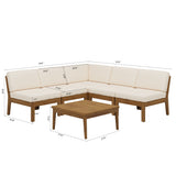 6-Piece Outdoor Patio Sectional Sofa Set, Modular Patio Conversation Furniture with Coffee Table & Water-Resistant Cushions