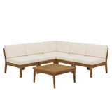 6-Piece Outdoor Patio Sectional Sofa Set, Modular Patio Conversation Furniture with Coffee Table & Water-Resistant Cushions