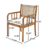 Set of 2 Outdoor Dining Chairs Patio Accent Chair Armchair with Water-repellent Cushion & Weather-Resistant Acacia Wood Frame, Cream+Brown