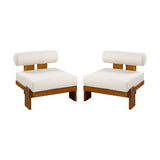Set of 2 Patio Club Chair Outdoor Accent Chair Sofa Chair with Water-repellent Cushion & Weather-Resistant Acacia Wood Frame, Beige,Teak
