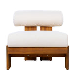 Set of 2 Patio Club Chair Outdoor Accent Chair Sofa Chair with Water-repellent Cushion & Weather-Resistant Acacia Wood Frame, Beige,Teak