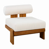 Set of 2 Patio Club Chair Outdoor Accent Chair Sofa Chair with Water-repellent Cushion & Weather-Resistant Acacia Wood Frame, Beige,Teak