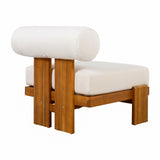 Set of 2 Patio Club Chair Outdoor Accent Chair Sofa Chair with Water-repellent Cushion & Weather-Resistant Acacia Wood Frame, Beige,Teak