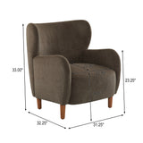 Velvet Upholstered Accent Chair Wingback Club Chair Single Sofa Chair Leisure Reading Chair Armchair, Almond,Dark Brown