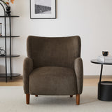 Velvet Upholstered Accent Chair Wingback Club Chair Single Sofa Chair Leisure Reading Chair Armchair, Almond,Dark Brown