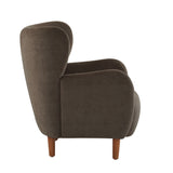 Velvet Upholstered Accent Chair Wingback Club Chair Single Sofa Chair Leisure Reading Chair Armchair, Almond,Dark Brown