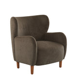Velvet Upholstered Accent Chair Wingback Club Chair Single Sofa Chair Leisure Reading Chair Armchair, Almond,Dark Brown