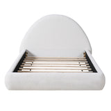 Twin Size Upholstered Platform Bed Frame, Low-Profile Floor Bed with Fleece Curved Arc Headboard