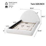 Twin Size Upholstered Platform Bed Frame, Low-Profile Floor Bed with Fleece Curved Arc Headboard