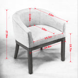 Farmhouse Upholstered Accent Chair, Barrel Dining Chair with Armrests & Wood Frame for Kitchen, Living Room, Office