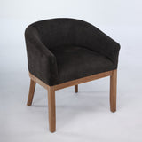 Farmhouse Upholstered Accent Chair, Barrel Dining Chair with Armrests & Wood Frame for Kitchen, Living Room, Office