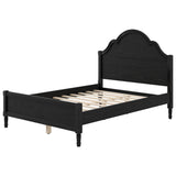 Full Wood Platform Bed Frame, Solid Wood Bedstead with Elegant Arch-Top Headboard & Detailed Footboard