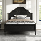 Full Wood Platform Bed Frame, Solid Wood Bedstead with Elegant Arch-Top Headboard & Detailed Footboard