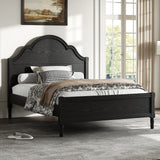 Full Wood Platform Bed Frame, Solid Wood Bedstead with Elegant Arch-Top Headboard & Detailed Footboard
