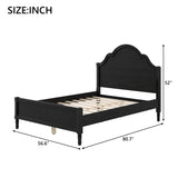 Full Wood Platform Bed Frame, Solid Wood Bedstead with Elegant Arch-Top Headboard & Detailed Footboard