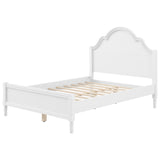 Full Wood Platform Bed Frame, Solid Wood Bedstead with Elegant Arch-Top Headboard & Detailed Footboard