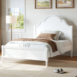 Full Wood Platform Bed Frame, Solid Wood Bedstead with Elegant Arch-Top Headboard & Detailed Footboard