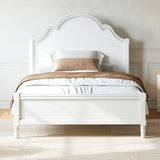 Full Wood Platform Bed Frame, Solid Wood Bedstead with Elegant Arch-Top Headboard & Detailed Footboard