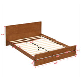 Queen Size Platform Bed Frame, Solid Bamboo Bed Frame with Headboard, Mid-Century Modern Style
