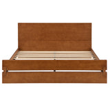 Queen Size Platform Bed Frame, Solid Bamboo Bed Frame with Headboard, Mid-Century Modern Style