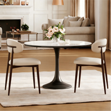 Set of 2 Dining Chairs, Upholstered Armless Chairs with Metal Legs for Kitchen, Dining Room, Restaurant