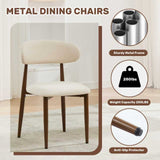 Set of 2 Dining Chairs, Upholstered Armless Chairs with Metal Legs for Kitchen, Dining Room, Restaurant