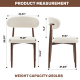 Set of 2 Dining Chairs, Upholstered Armless Chairs with Metal Legs for Kitchen, Dining Room, Restaurant