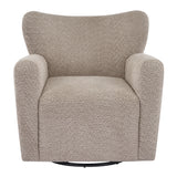 360° Swivel Accent Chair Wingback Club Chair Upholstered Armchair Single Sofa Chair, Camel