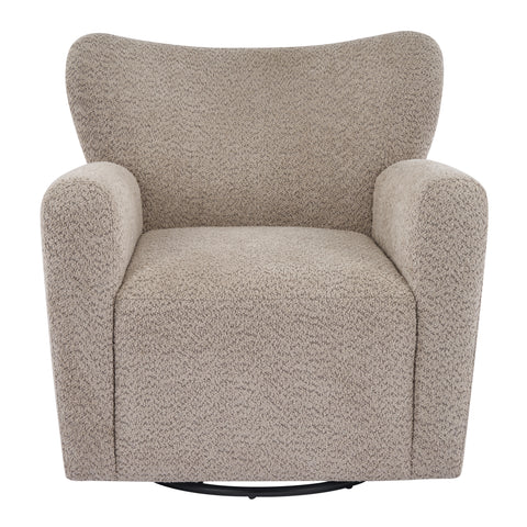 360° Swivel Accent Chair Wingback Club Chair Upholstered Armchair Single Sofa Chair, Camel