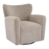 360° Swivel Accent Chair Wingback Club Chair Upholstered Armchair Single Sofa Chair, Camel