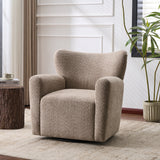 360° Swivel Accent Chair Wingback Club Chair Upholstered Armchair Single Sofa Chair, Camel