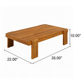 Patio Seating Set Outdoor Loveseat & Coffee Table Set Garden Conversation Set Chat Set with Waterproof Cushion, Beige,Teak