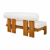 Patio Seating Set Outdoor Loveseat & Coffee Table Set Garden Conversation Set Chat Set with Waterproof Cushion, Beige,Teak
